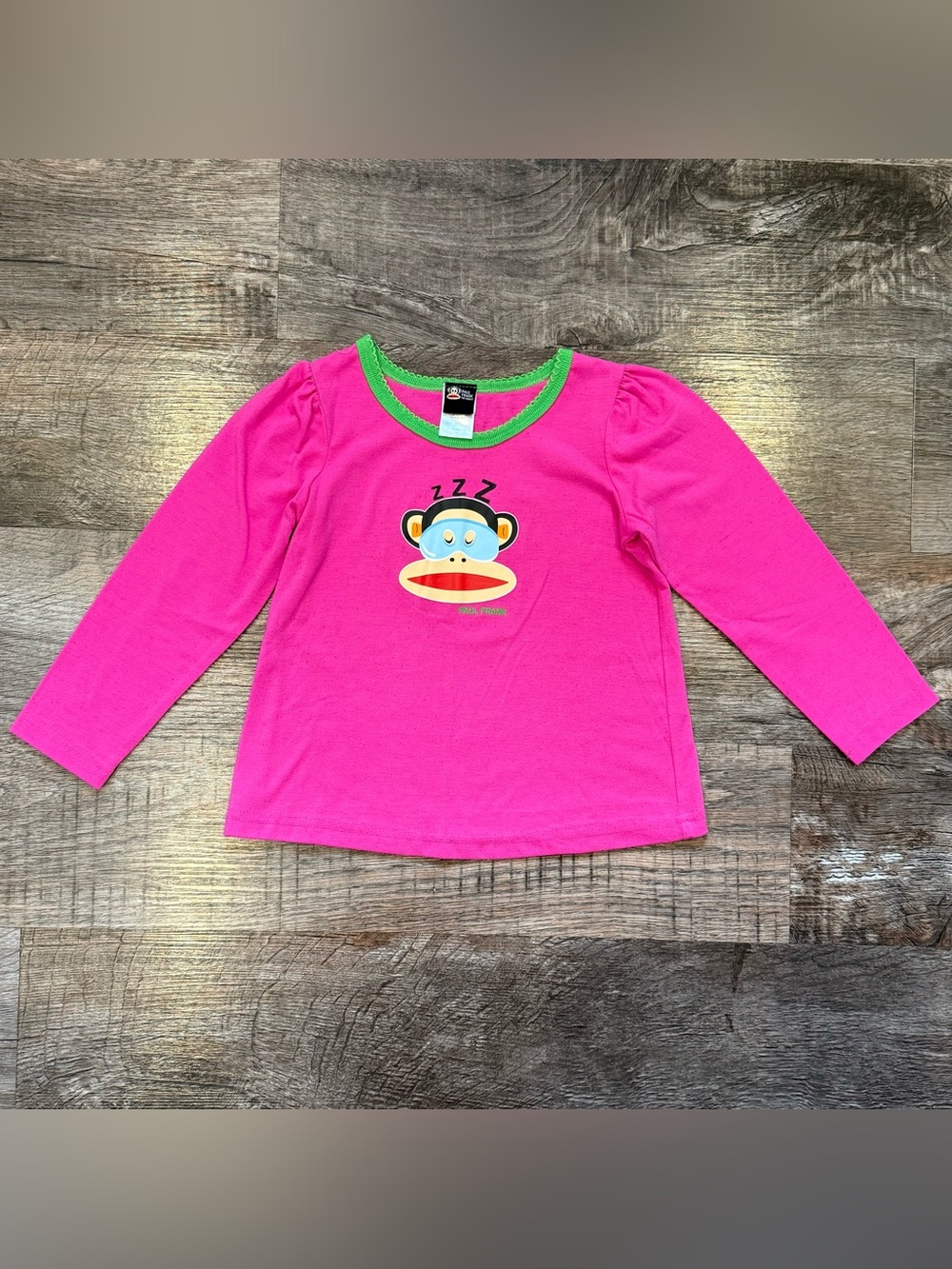 Paul Frank Y2K Vintage Girls Toddler Pink Pajama Top Sleeping Monkey Julius 4T